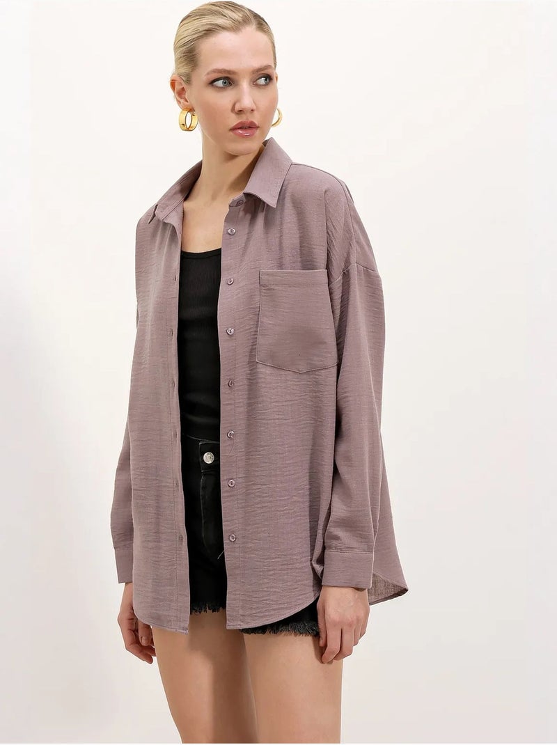 Chemise en mélange de lin avec fermeture à boutons bdart Vieux rose - Kiabi