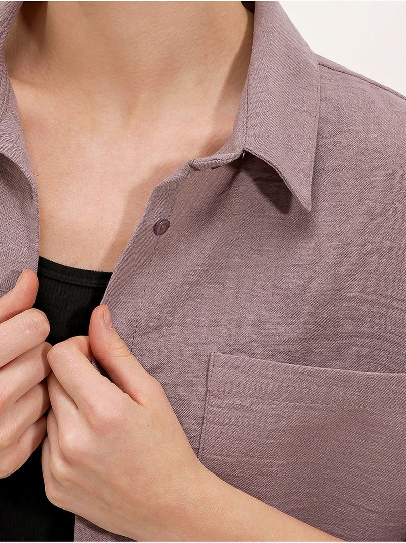 Chemise en mélange de lin avec fermeture à boutons bdart Vieux rose - Kiabi