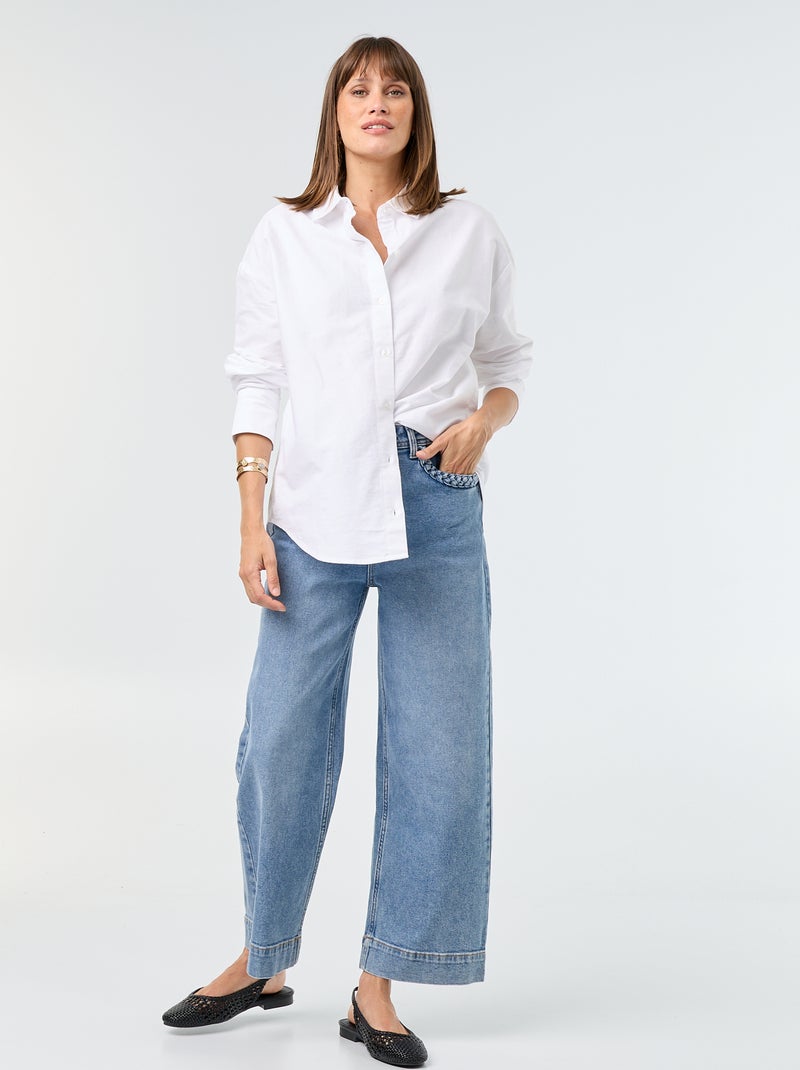 Chemise en oxford col chemisier Blanc - Kiabi