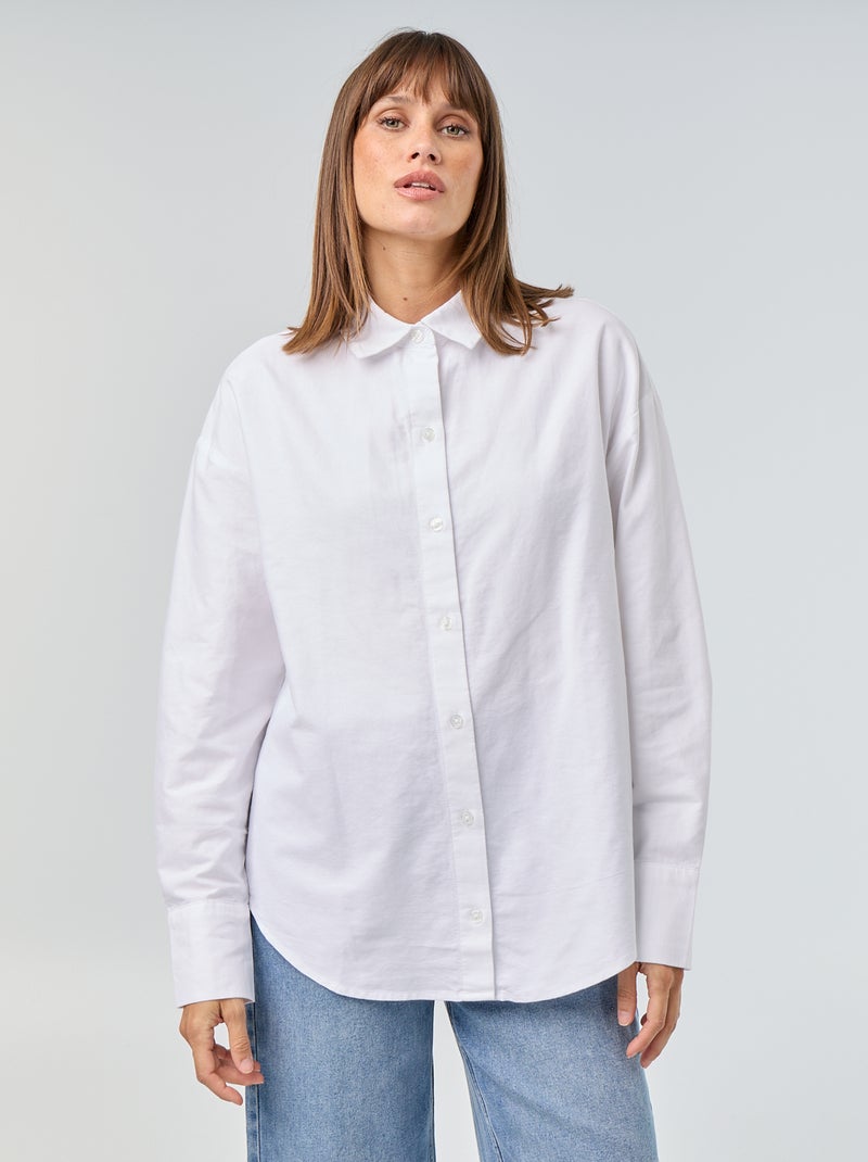 Chemise en oxford col chemisier Blanc - Kiabi