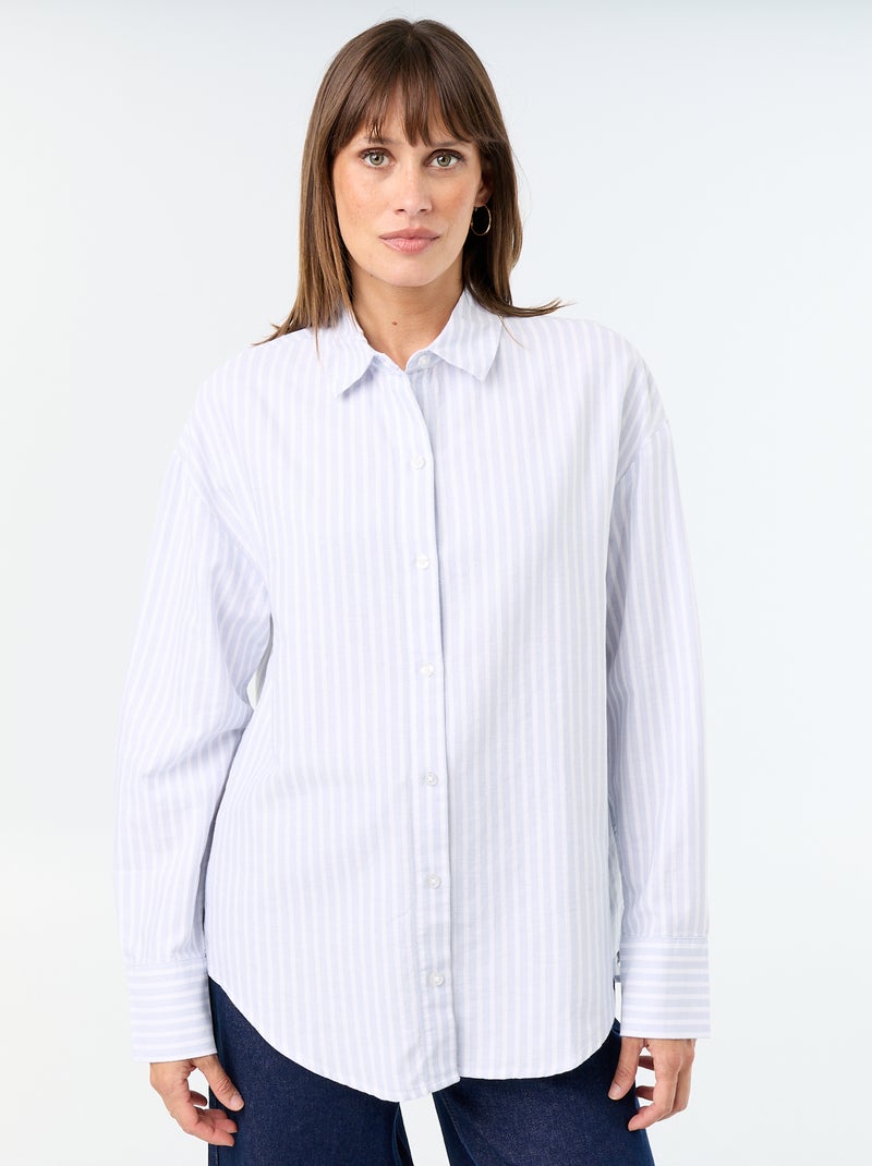 Chemise en oxford col chemisier Bleu - Kiabi