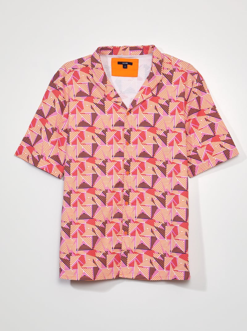 Chemise en piqué de coton imprimée Rose - Kiabi
