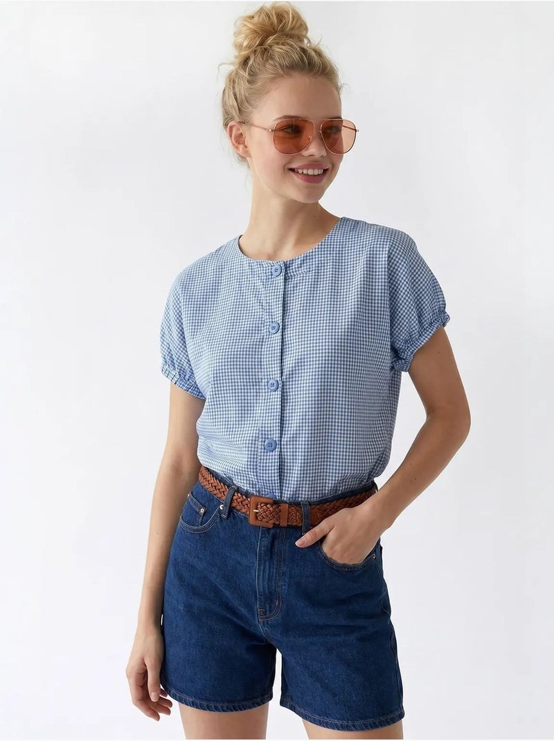 Chemise en popeline à carreaux gingham mixray Bleu ciel - Kiabi