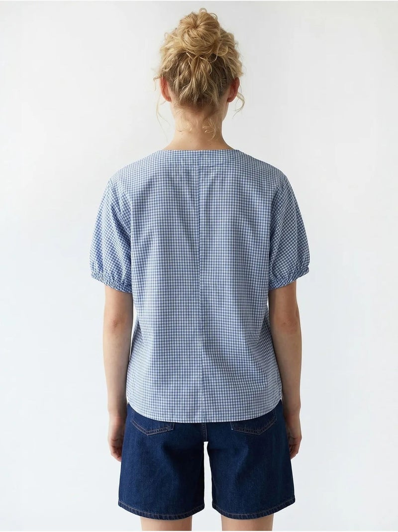 Chemise en popeline à carreaux gingham mixray Bleu ciel - Kiabi