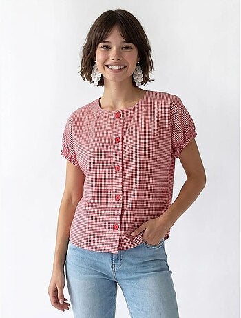 Chemise en popeline à carreaux gingham mixray