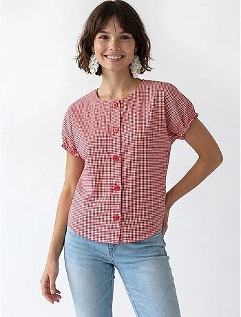 Chemise en popeline à carreaux gingham mixray