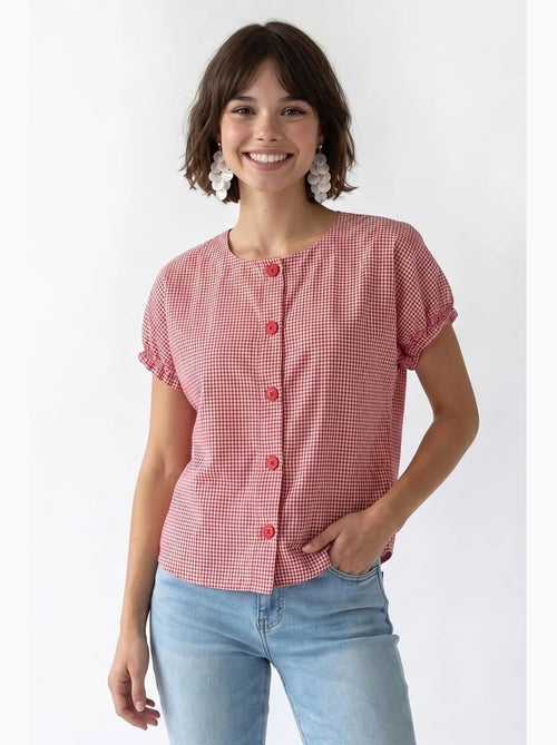 Chemise en popeline à carreaux gingham mixray - Kiabi Chemise en popeline à carreaux gingham mixray - Kiabi
