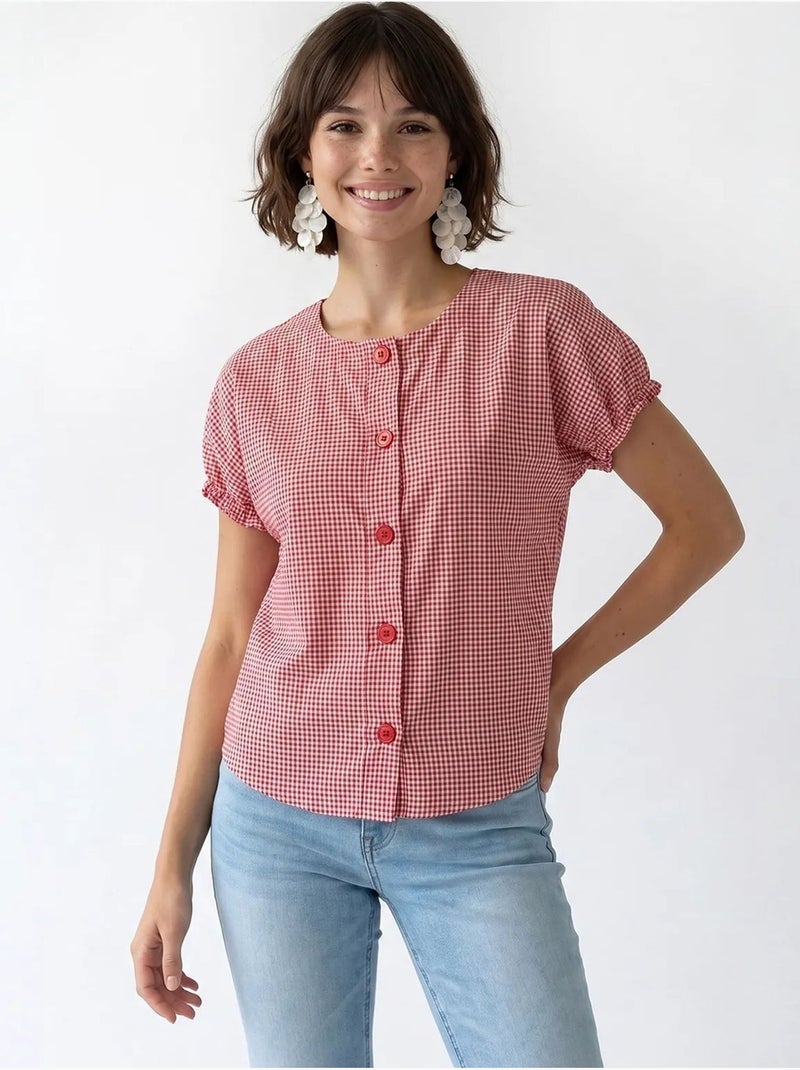 Chemise en popeline à carreaux gingham mixray Multicolore - Kiabi