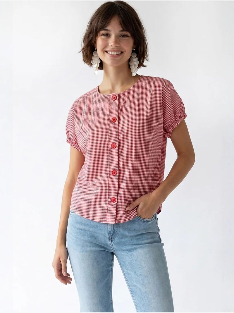 Chemise en popeline à carreaux gingham mixray Multicolore - Kiabi