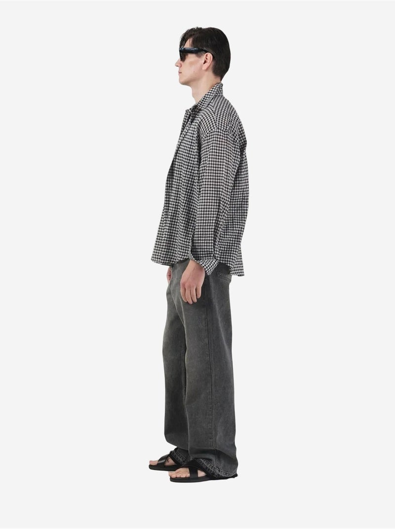 Chemise en popeline à carreaux pour homme giesto Gris foncé - Kiabi
