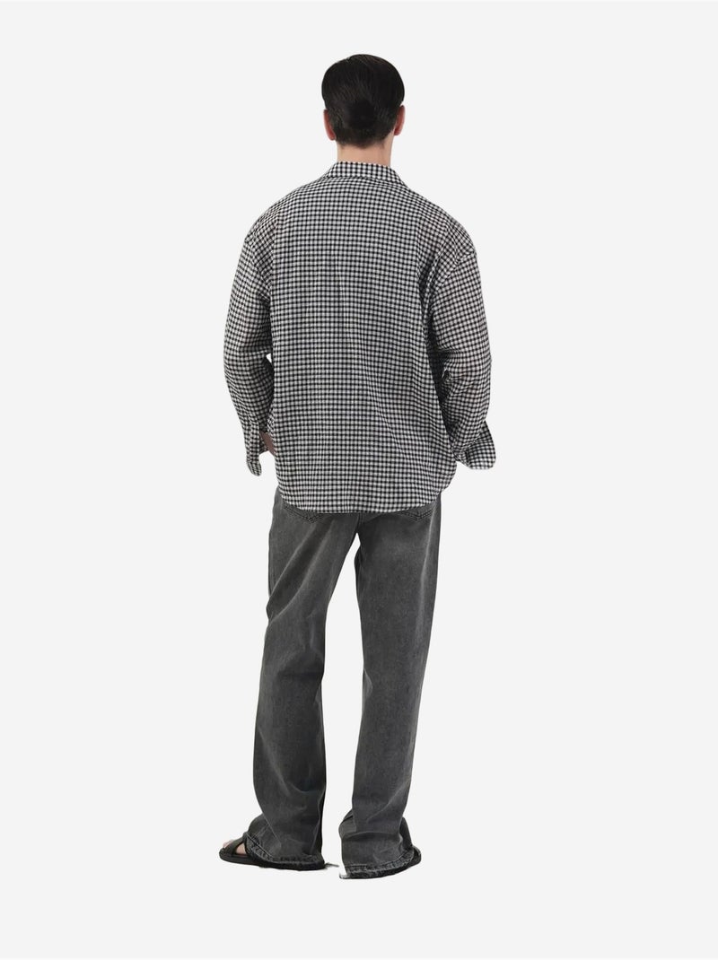 Chemise en popeline à carreaux pour homme giesto Gris foncé - Kiabi