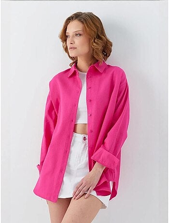 Chemise en popeline à col boutonné surdimensionnée mixray