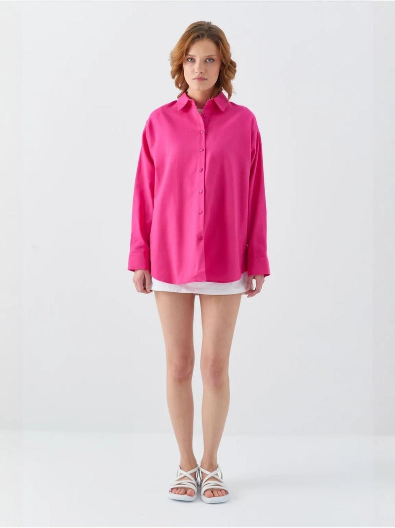 Chemise en popeline à col boutonné surdimensionnée mixray Cerise - Kiabi