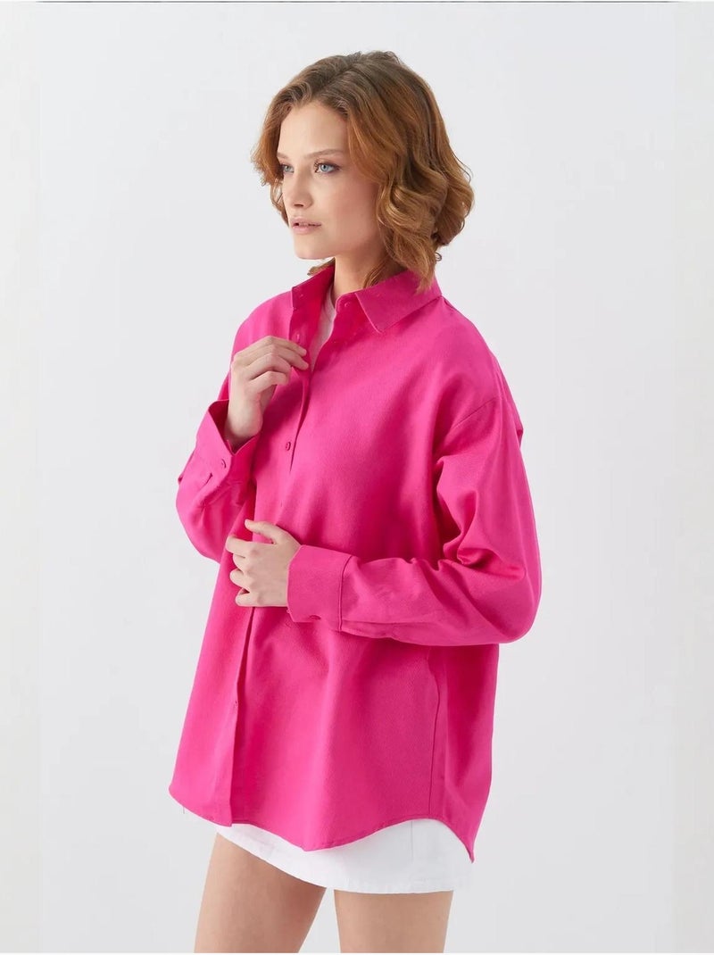 Chemise en popeline à col boutonné surdimensionnée mixray Cerise - Kiabi