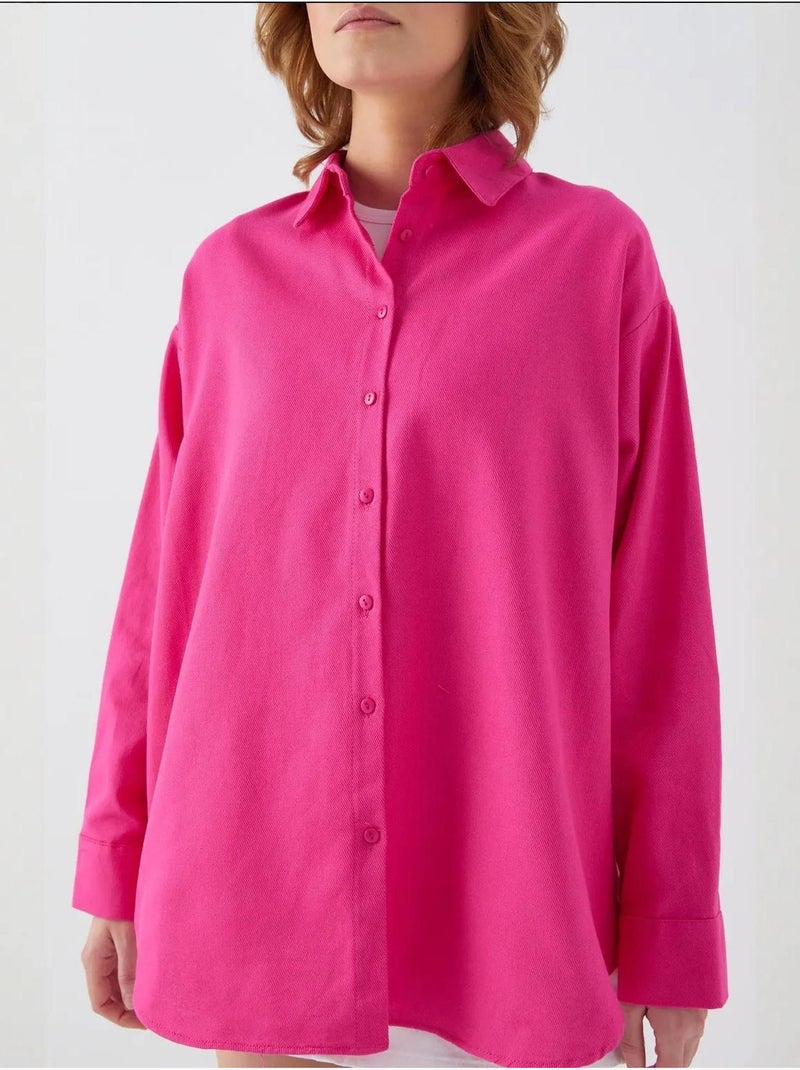 Chemise en popeline à col boutonné surdimensionnée mixray Cerise - Kiabi