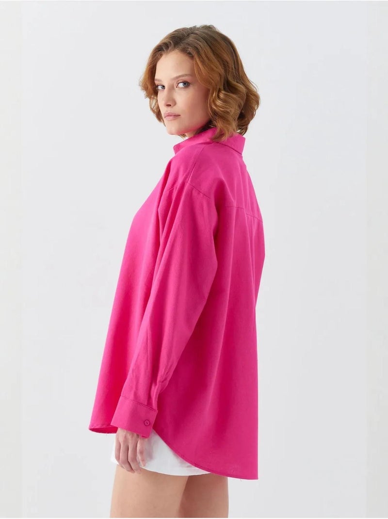 Chemise en popeline à col boutonné surdimensionnée mixray Cerise - Kiabi