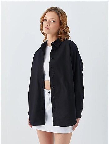 Chemise en popeline à col boutonné surdimensionnée mixray
