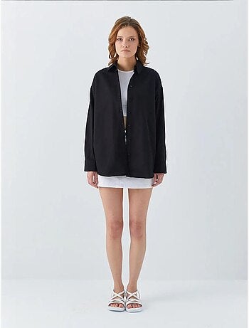 Chemise en popeline à col boutonné surdimensionnée mixray