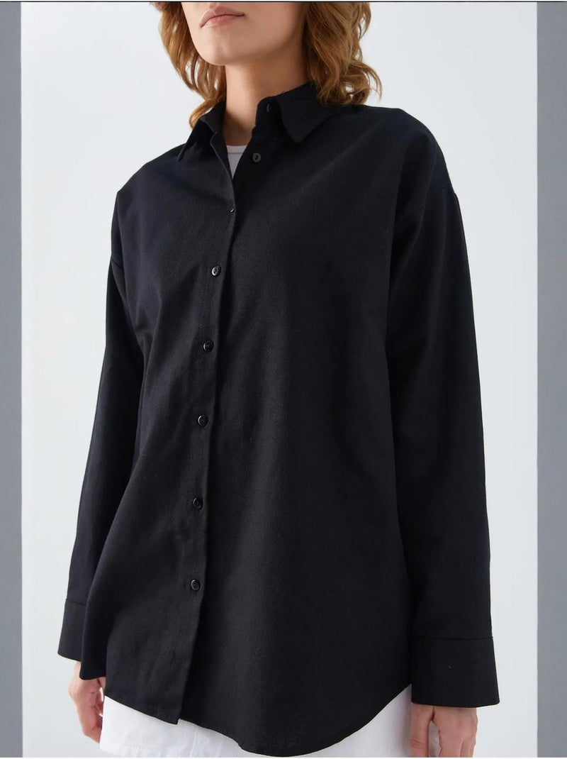 Chemise en popeline à col boutonné surdimensionnée mixray Noir - Kiabi