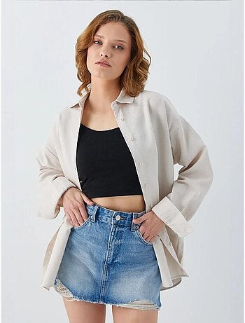 Chemise en popeline à col boutonné surdimensionnée mixray