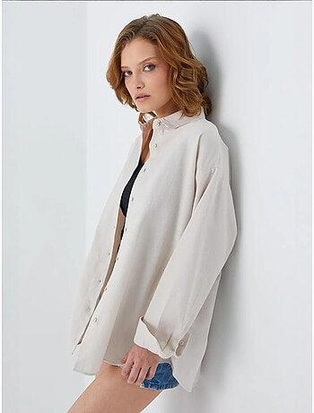 Chemise en popeline à col boutonné surdimensionnée mixray
