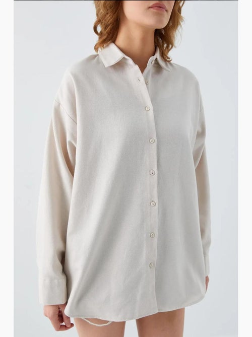 Chemise en popeline à col boutonné surdimensionnée mixray - Kiabi Chemise en popeline à col boutonné surdimensionnée mixray - Kiabi