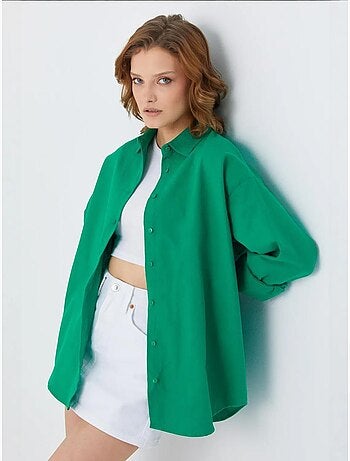 Chemise en popeline à col boutonné surdimensionnée mixray