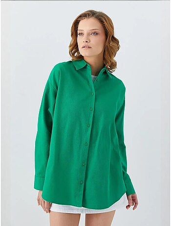 Chemise en popeline à col boutonné surdimensionnée mixray