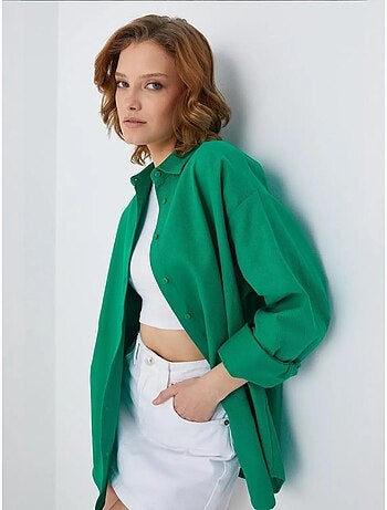 Chemise en popeline à col boutonné surdimensionnée mixray