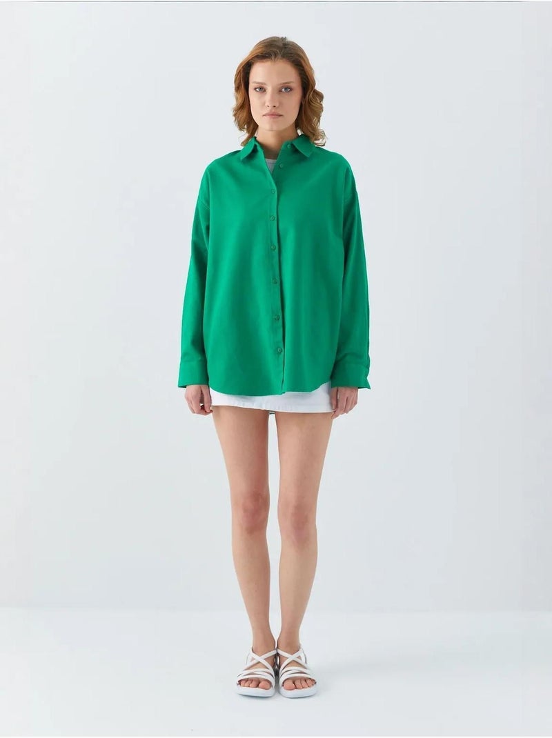 Chemise en popeline à col boutonné surdimensionnée mixray Vert - Kiabi