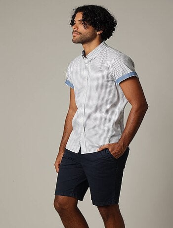 Chemise en popeline à manches courtes avec motif géométrique 'Deeluxe'