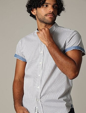 Chemise en popeline à manches courtes avec motif géométrique 'Deeluxe'