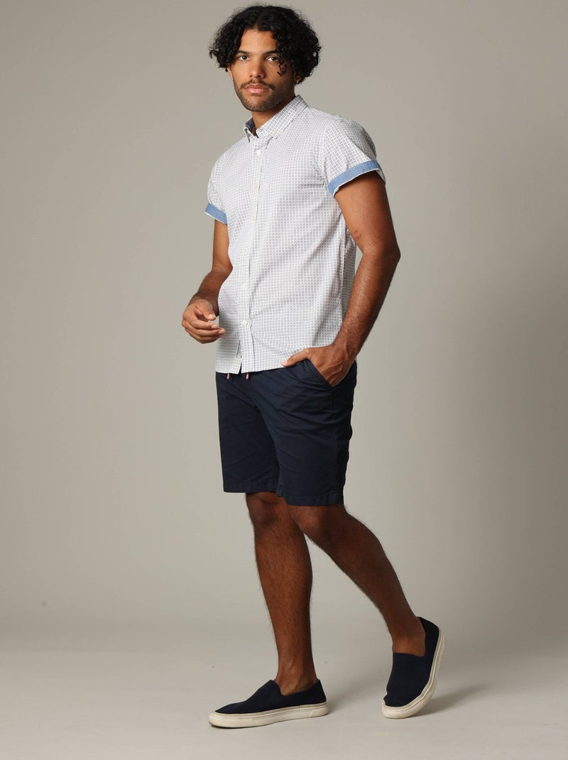 Chemise en popeline à manches courtes avec motif géométrique 'Deeluxe' Ecru - Kiabi