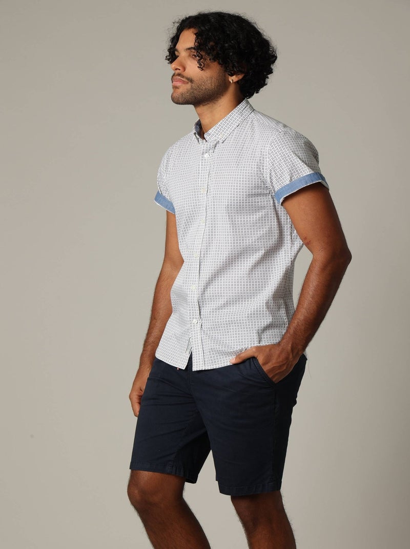 Chemise en popeline à manches courtes avec motif géométrique 'Deeluxe' Ecru - Kiabi