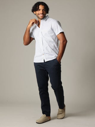 Chemise en popeline à manches courtes avec motif géométrique effet mosaïque 'Deeluxe'