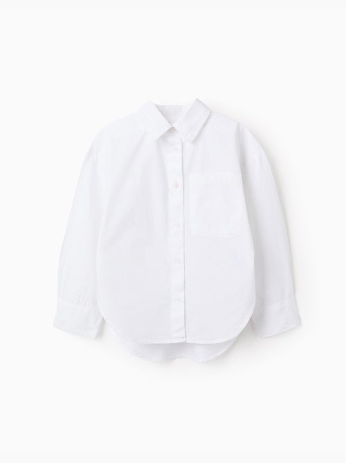Chemise en popeline à manches longues avec épaules tombantes - Kiabi