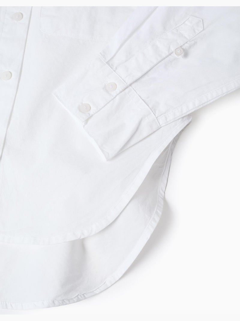 Chemise en popeline à manches longues avec épaules tombantes Blanc - Kiabi