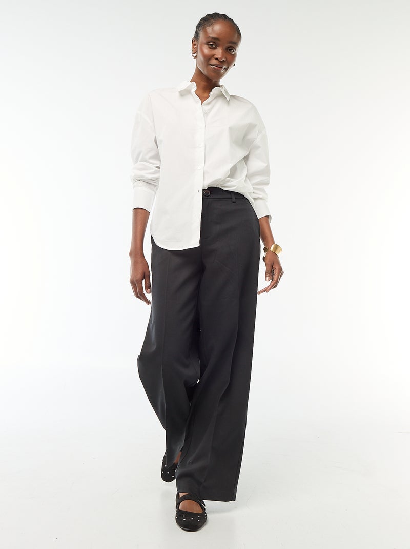 Chemise en popeline à manches longues Blanc - Kiabi