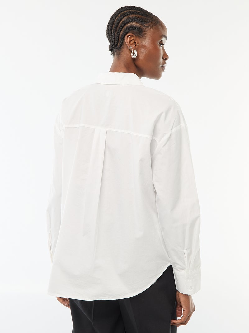 Chemise en popeline à manches longues Blanc - Kiabi