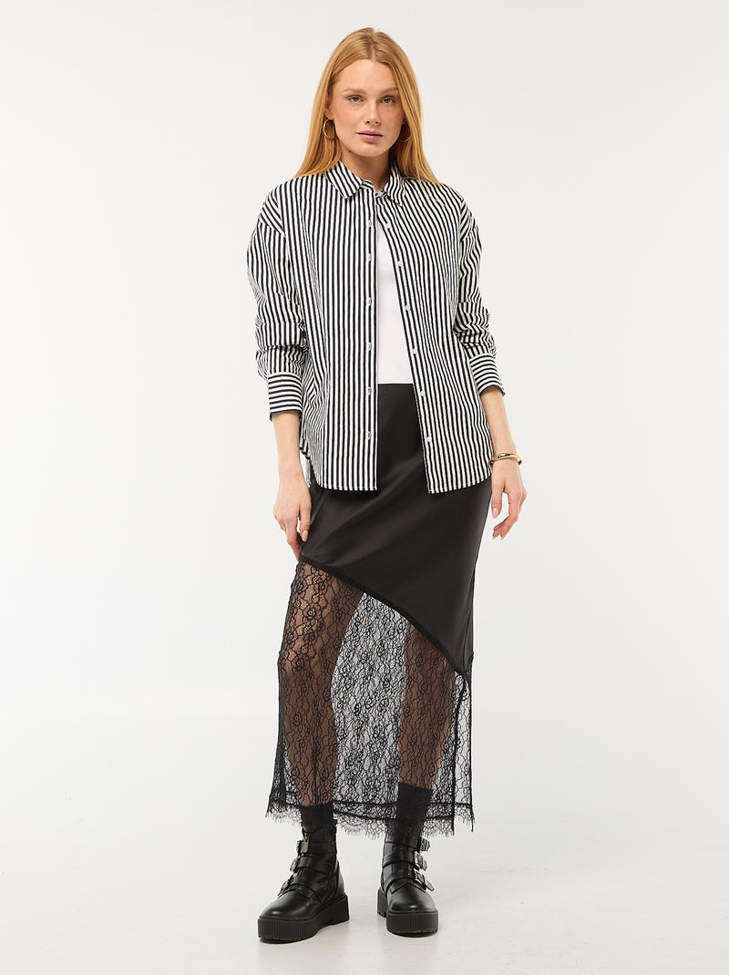 Chemise en popeline à manches longues Bleu - Kiabi