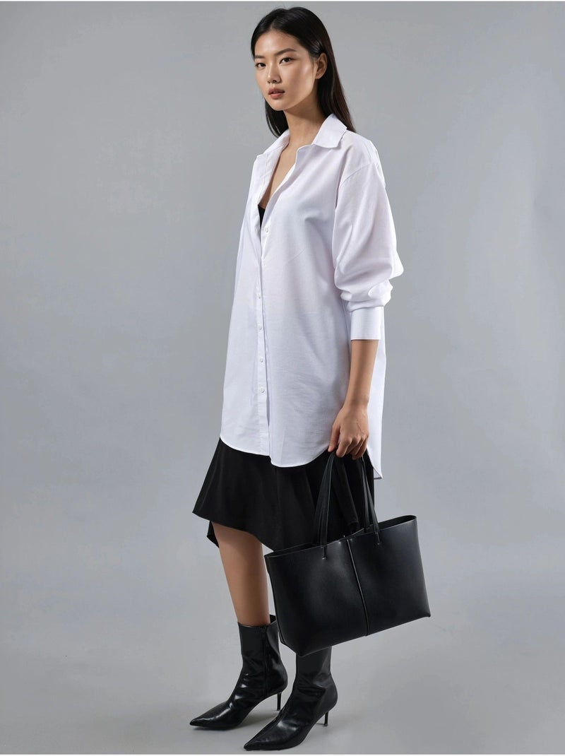 Chemise en popeline à manches longues et boutons busem Blanc - Kiabi