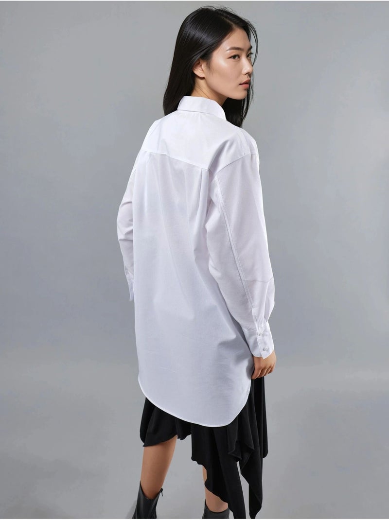 Chemise en popeline à manches longues et boutons busem Blanc - Kiabi
