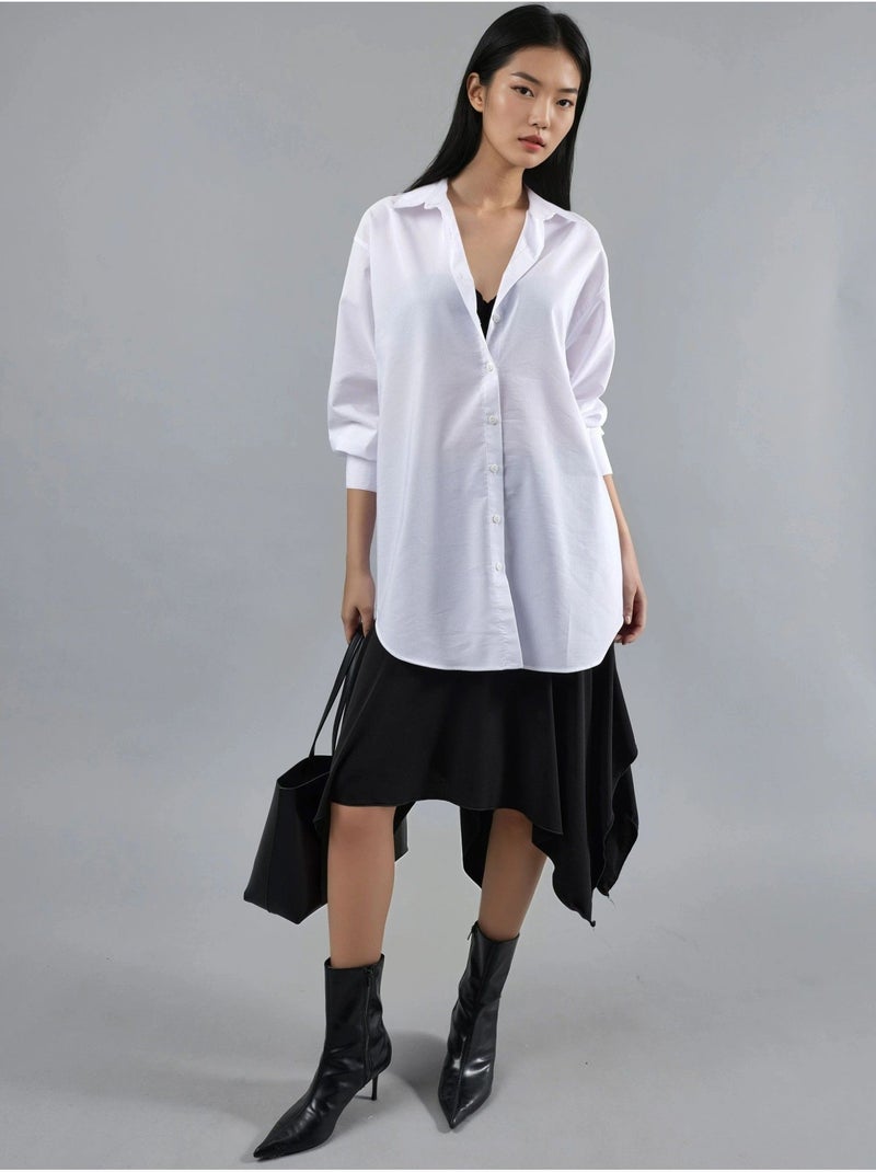 Chemise en popeline à manches longues et boutons busem Blanc - Kiabi