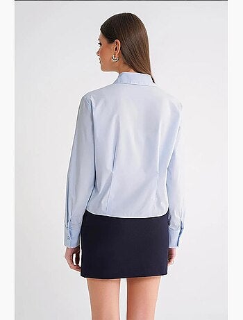 Chemise en popeline à manches longues et coupe slim avec fermeture à boutons mixray