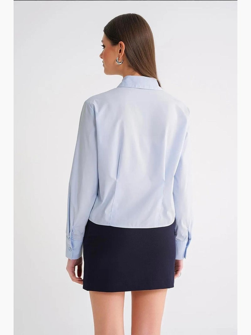 Chemise en popeline à manches longues et coupe slim avec fermeture à boutons mixray Bleu ciel - Kiabi