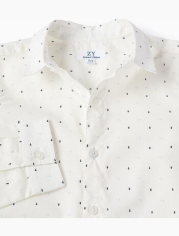 Chemise en popeline à manches longues et motif