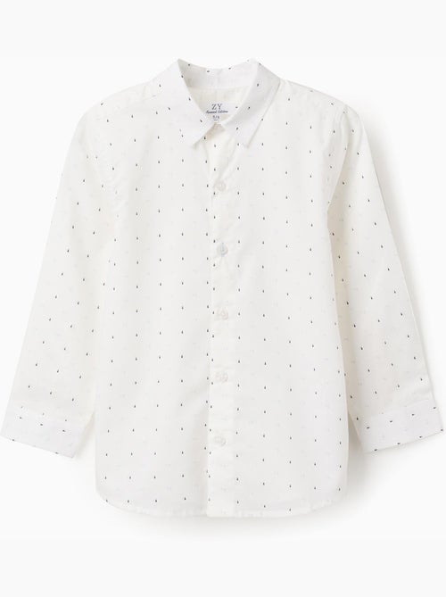 Chemise en popeline à manches longues et motif - Kiabi