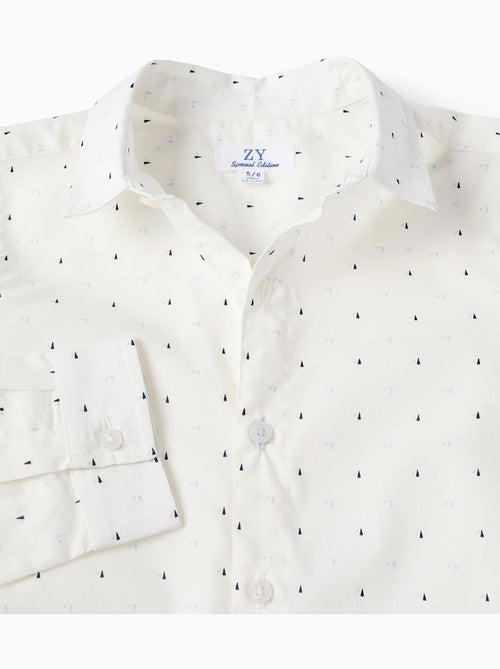 Chemise en popeline à manches longues et motif - Kiabi