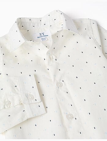 Chemise en popeline à manches longues et motif