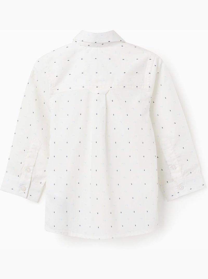 Chemise en popeline à manches longues et motif Blanc - Kiabi